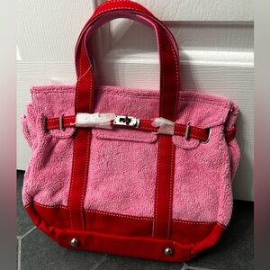 New Release Pink and Red Boatkin Inspired Terry Cloth Small Tote Bag
